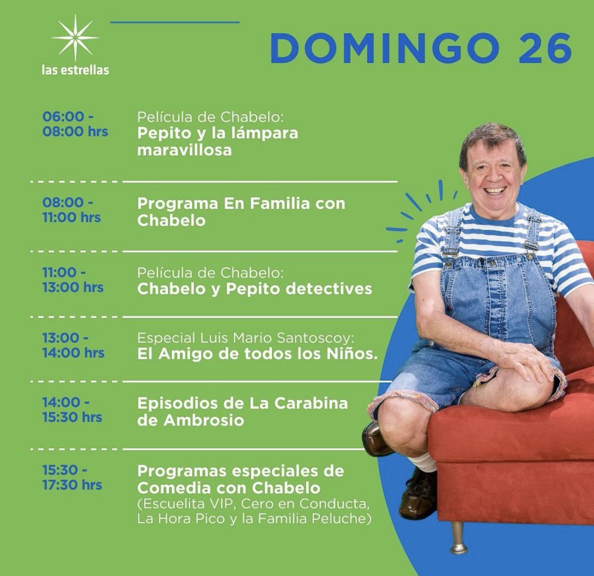 CineSpoilersMex's tweet photo. Cinespoilers, mañana tendremos #EnFamiliaConChabelo de 8:00 a 11 hrs en el @Canal_Estrellas
#Chabelo #QEPDChabelo https://t.co/TQXo3uD3f7