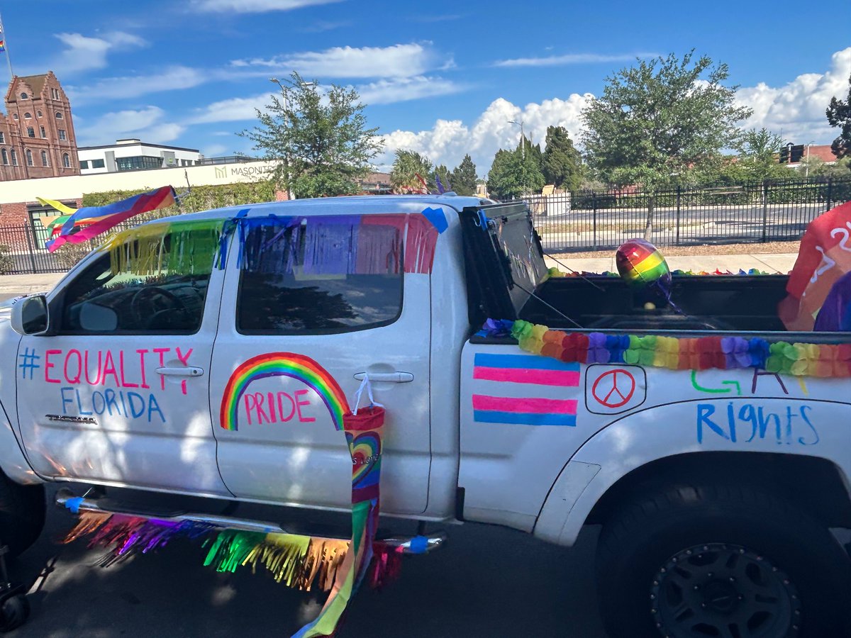equalityfl's tweet photo. Equality Florida was fired up at Tampa Pride today! With the slate of anti-LGBTQ attacks in Florida, we must come together for our community. Thanks to all our volunteers that collected petitions against DeSantis’ censorship agenda! https://t.co/Ledrl3vToi