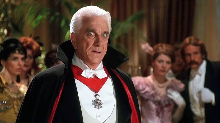 Leslie Nielsen as Count Dracula in the comedy spoof Dracula: Dead and Loving It (1995), directed by Mel Brooks. 

Image courtesy of Castle Rock Entertainment

#LeslieNielsen