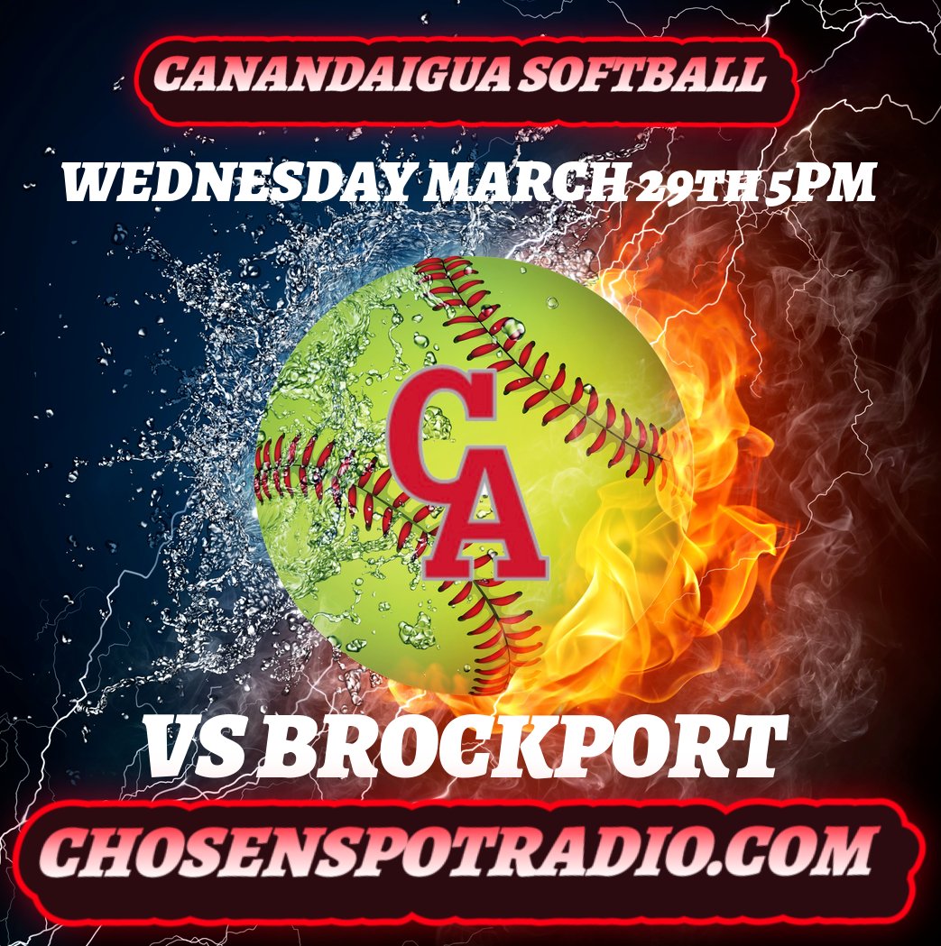 <a href="/cdgasoftball_/">Canandaigua Softball</a> hosts <a href="/Bport_softball/">Brockport.HS.Softball</a> and you can tune in LIVE on chosenspotradio.com @CABravesSports <a href="/BCSDBlueDevils/">BCSDBlueDevils</a> <a href="/SecVSoftball/">Section V Softball</a>