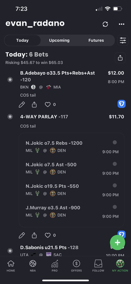 EvansEdges's tweet photo. Current card, liking a few plays and a couple first baskets… let’s continue to the hot streak and have another winning day 

Note: $10 = 1 unit

#GamblingTwitter #NBA #sportsbetting https://t.co/Y0HhKUyqr7