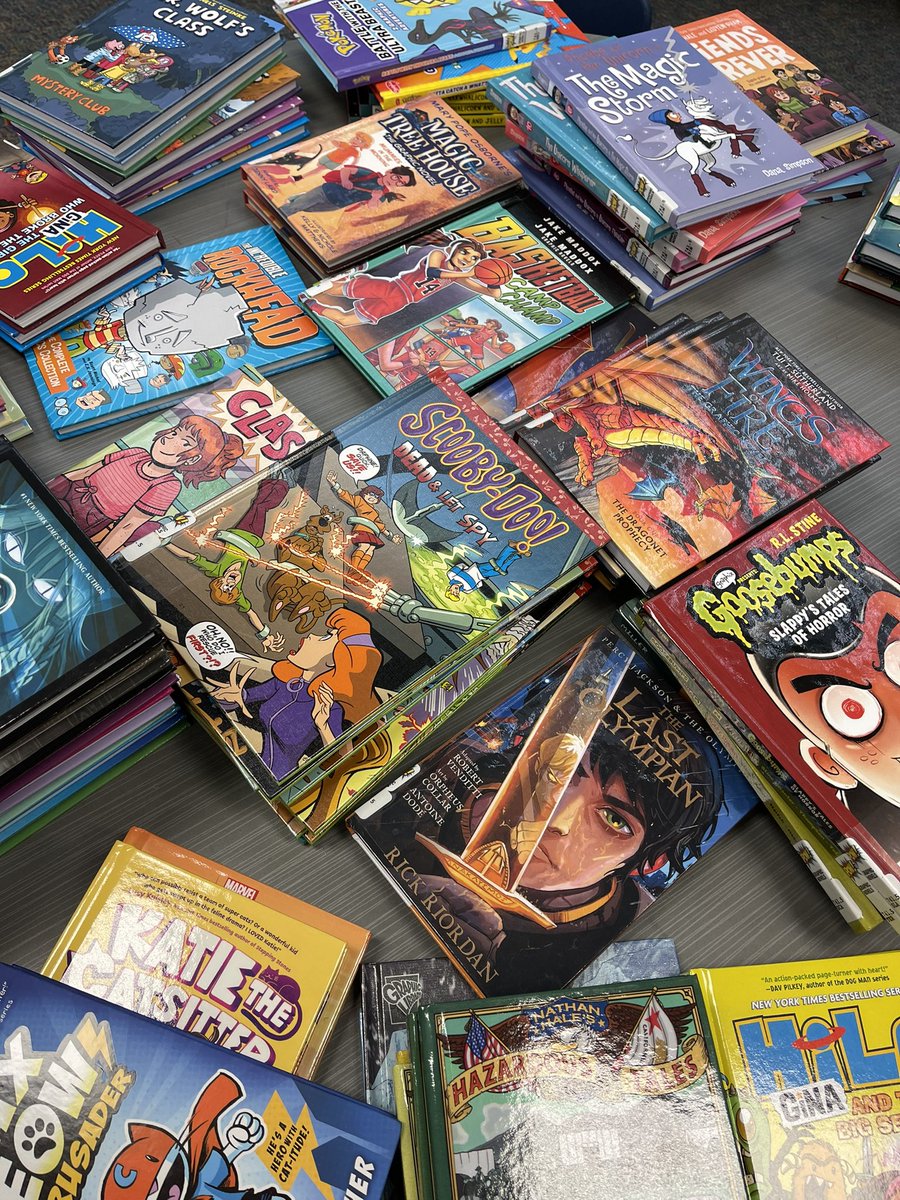 JuneTribble's tweet photo. So excited about all the new books in our Media Center @MattElementary https://t.co/FU9BExFl5U