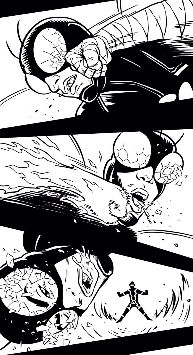 Some more WIP from the next episode of my Webtoon Canvas series SpandEx. Bot-Fly can't dodge everything! 