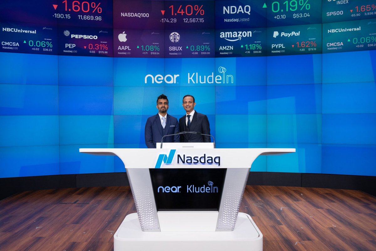 shuklashobhit's tweet photo. I'm delighted to share that @Near Intelligence, Inc. is now trading under the ticker symbol NIR on Nasdaq 🎉 .

I could not have asked for better partners in this decade long journey than @anilmatt and Rahul Agarwal. Thank you to the entire Near team! https://t.co/PfJd8g0jwa