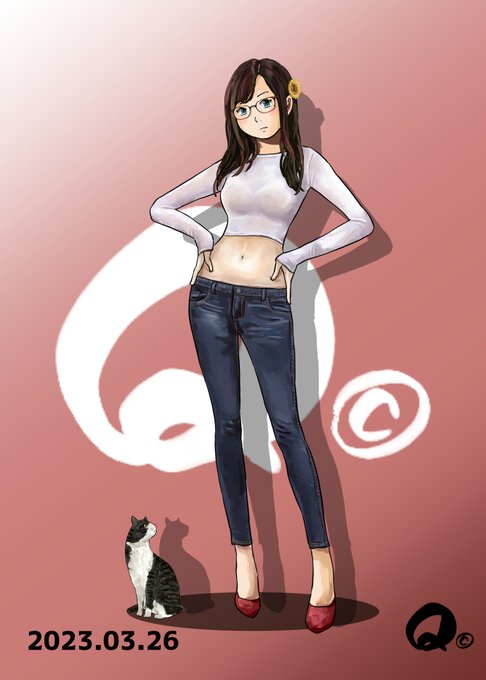 3/26㊐のモカちゃん☂
ピッチピチのスキニージーンズで決めてるモカちゃんです。👖(ムチムチ足よく入ったね😱)
ふと描きたくなった私のリクエストに応えてくれました～😋 