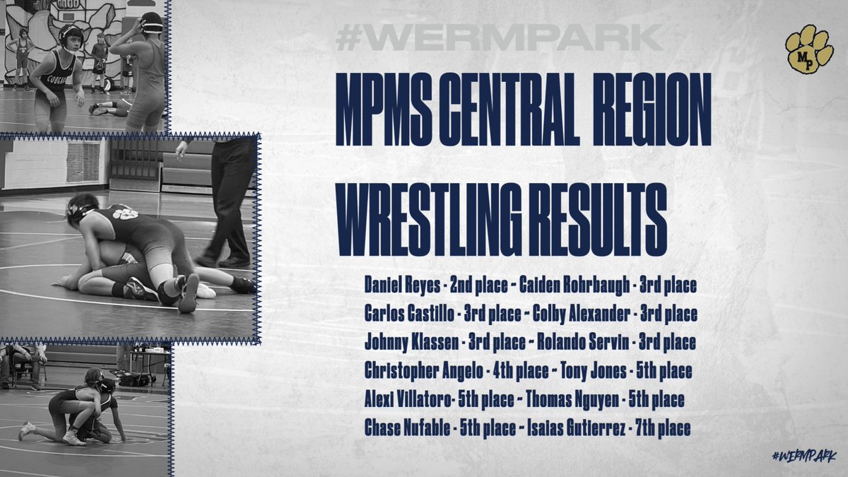 Congratulations MPMS Cougars on a great day at the Central Middle School Regional Wrestling Championships today!  #WERMPARK
