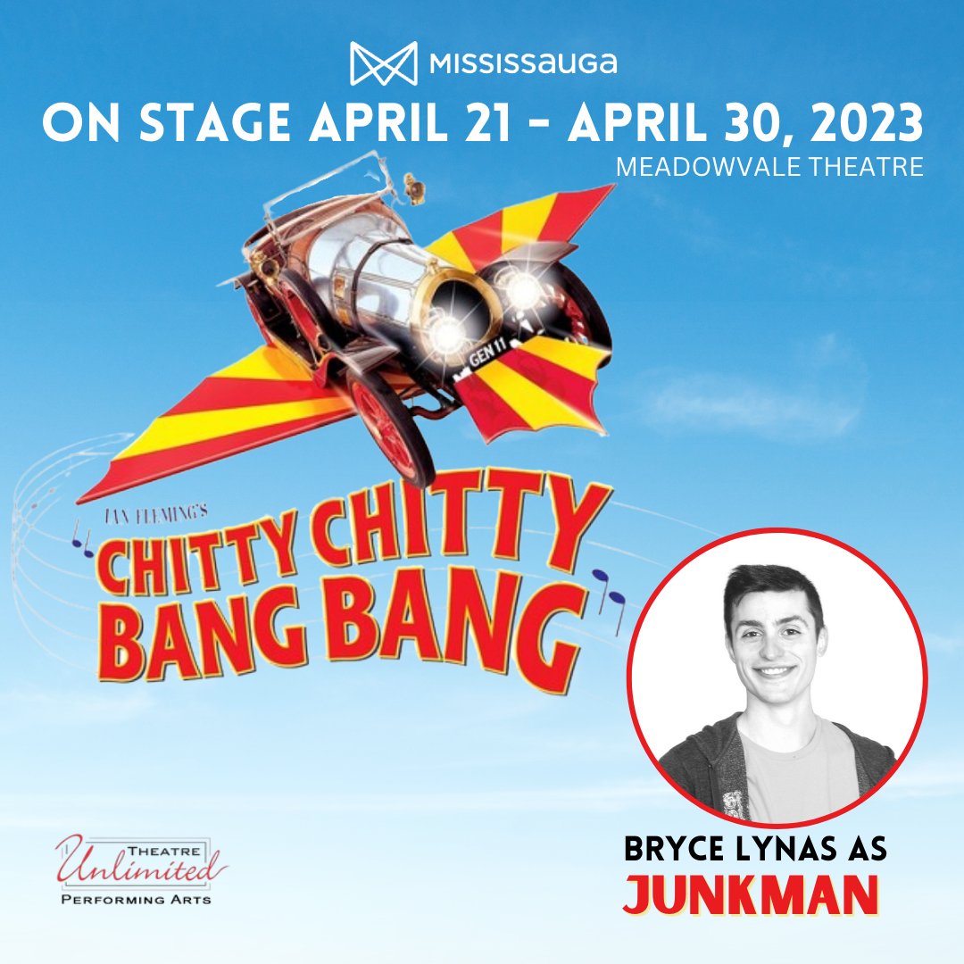 "🎭 Cast Spotlight: Bryce Lynas - Junkman/Ensemble | ""It's great to meet a bunch of new people and put together a show that wouldn't have otherwise"" Come see Chitty Chitty Bang Bang at The Meadowvale Theatre, Mississauga | April 21 - 30, 2023
🎟 Tickets »