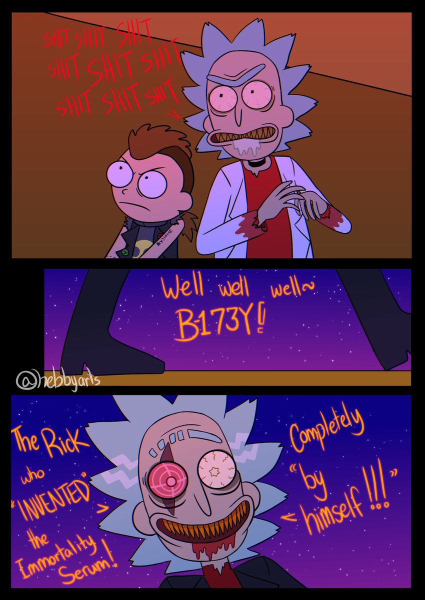 hebbyarts's tweet photo. No I don't think he does!
#hebbyarts #rickandmortyfanart #cannsrick #evilcanns #rickb173Y #rickb1735U #rattail #rickandmorty #rickOC #mortyOC
Canns' Rick Prime is Evil Canns! They've got a complicated relationship. https://t.co/sVFXZRjCFa