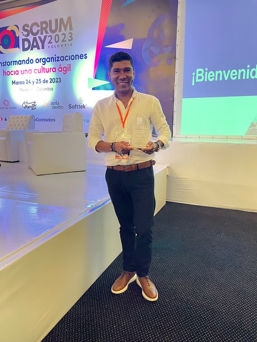 Sólo profunda palabras de agradecimiento por este gran evento: <a href="/ScrumDayCo/">ScrumDayColombia</a> 2023. Ser elegido como el Mejor Keynote Speaker del evento, me llena de mucho orgullo y de agradecimiento sincero.

Mil gracias esposa mía, Olimpia Mayorga; por siempre estar allí a mi lado apoyándome.