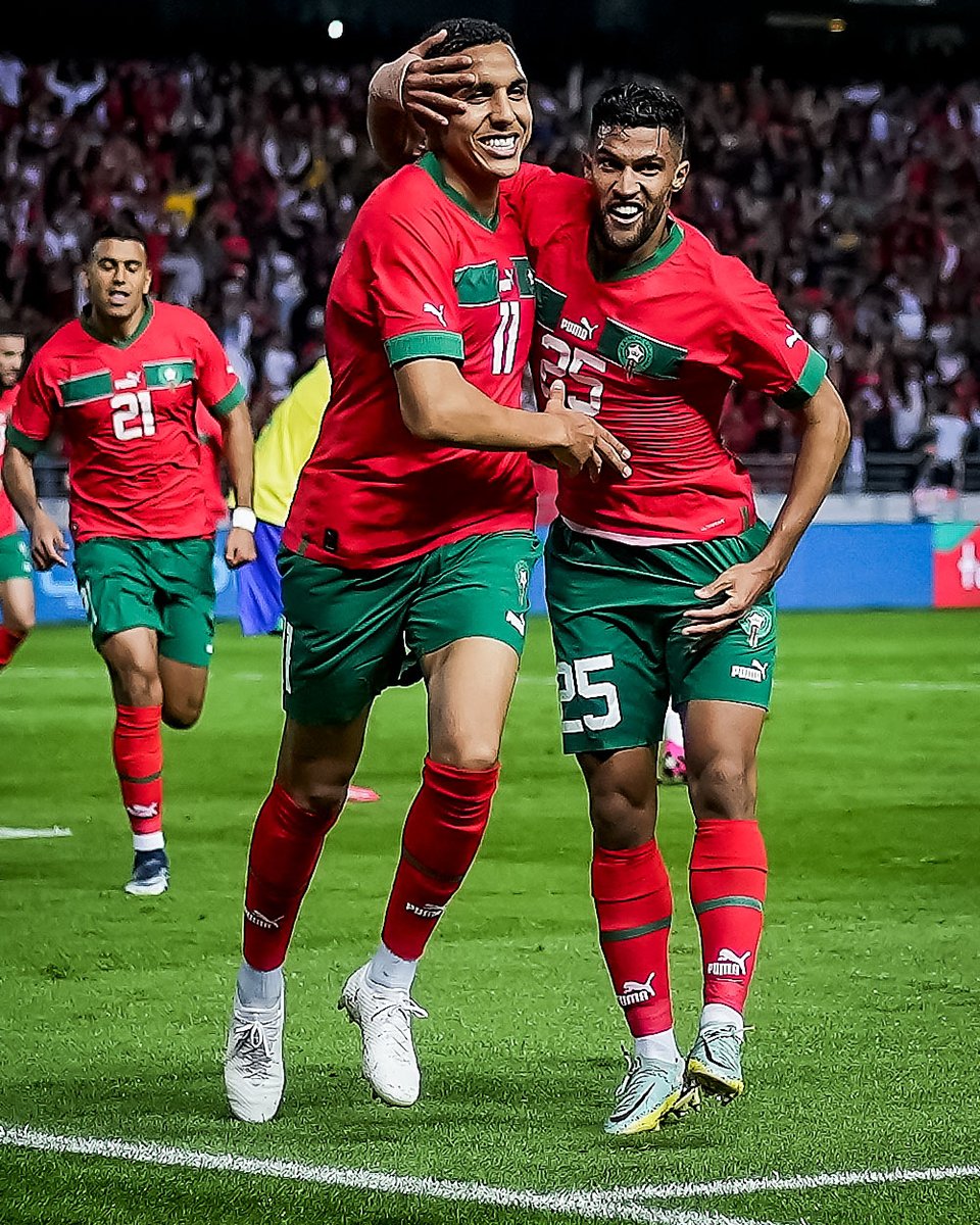 brfootball's tweet photo. Morocco continue to make history and get their first-ever win over Brazil after defeating them 2-1 🇲🇦 https://t.co/XbkRWnIeqs