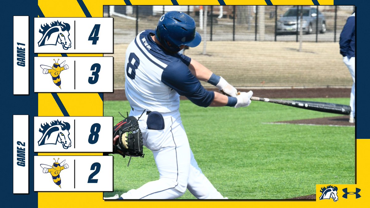 #MMUbaseball ⚾️

Game 1: MMU 4, Graceland 3 (8 inn.)
Game 2: MMU 8, Graceland 2

Vaske with the walkoff 💣 to win the opener, then multi-hit games from Knowlton, Dahm, Barden &amp; Frazier back winning pitcher Ashton Schwab in game 2 🤜 #StangGang