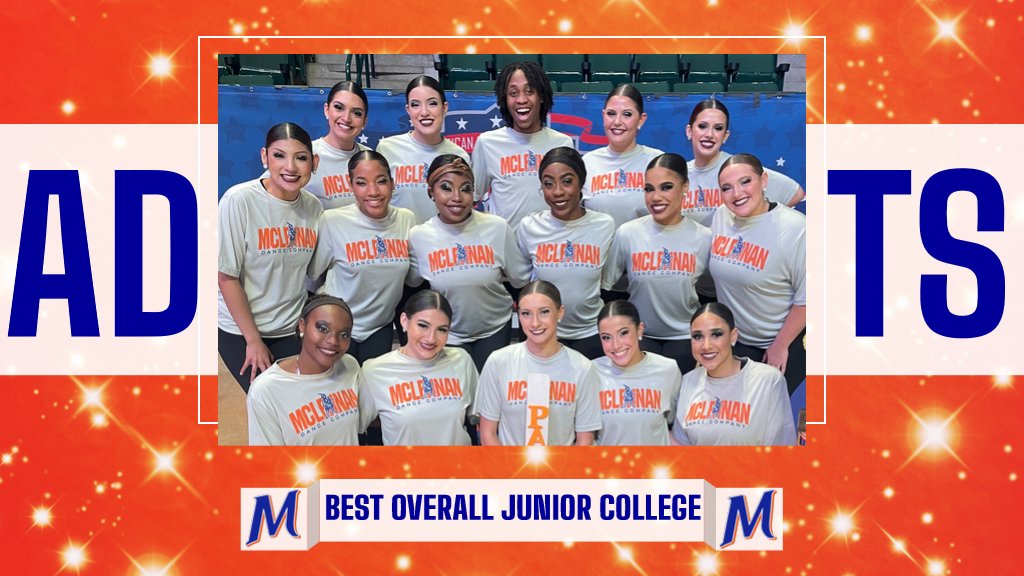 McLennanSports's tweet photo. BEST OVERALL!!!! The Dance Company claimed first place in the Junior College Jazz and Junior College Open categories, and was named Best Overall Junior College at ADTS Collegiate Nationals! Just 2 more weeks until NDA Nationals in Daytona Beach! #MCCDance #GiveItAllYouGot https://t.co/9EzndexxpE