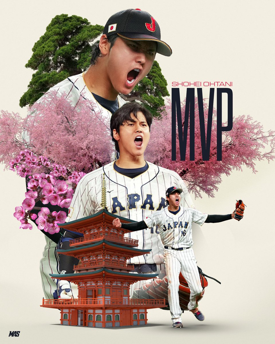 SamWeinberg15's tweet photo. Shohei Ohtani WBC MVP
12/52 #spitzdesignchallenge
#smsports #ShoheiOhtani #design #art #baseball #Photoshop #WorldBaseballClassic #japan #mlb #sportsdesign #champion #mvp #sportsart https://t.co/vLzhkEa2vJ