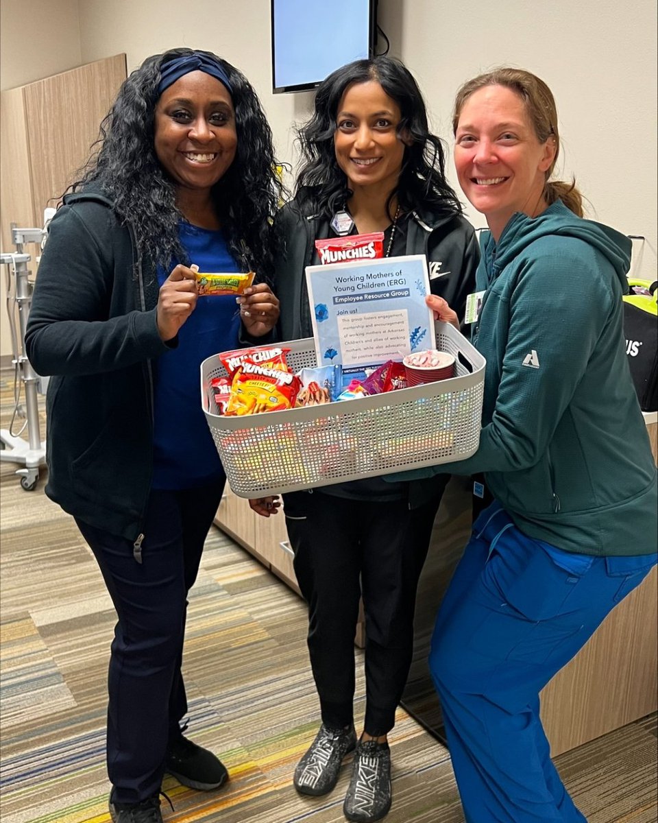 archildrens's tweet image. As we celebrate #WomensHistoryMonth, we want to highlight the work of our #WorkingMothers of Young Children ERG.

This month, they have passed out snacks, coloring pages and stress relief items during compassion rounding, bringing smiles to team members all over the state.💙