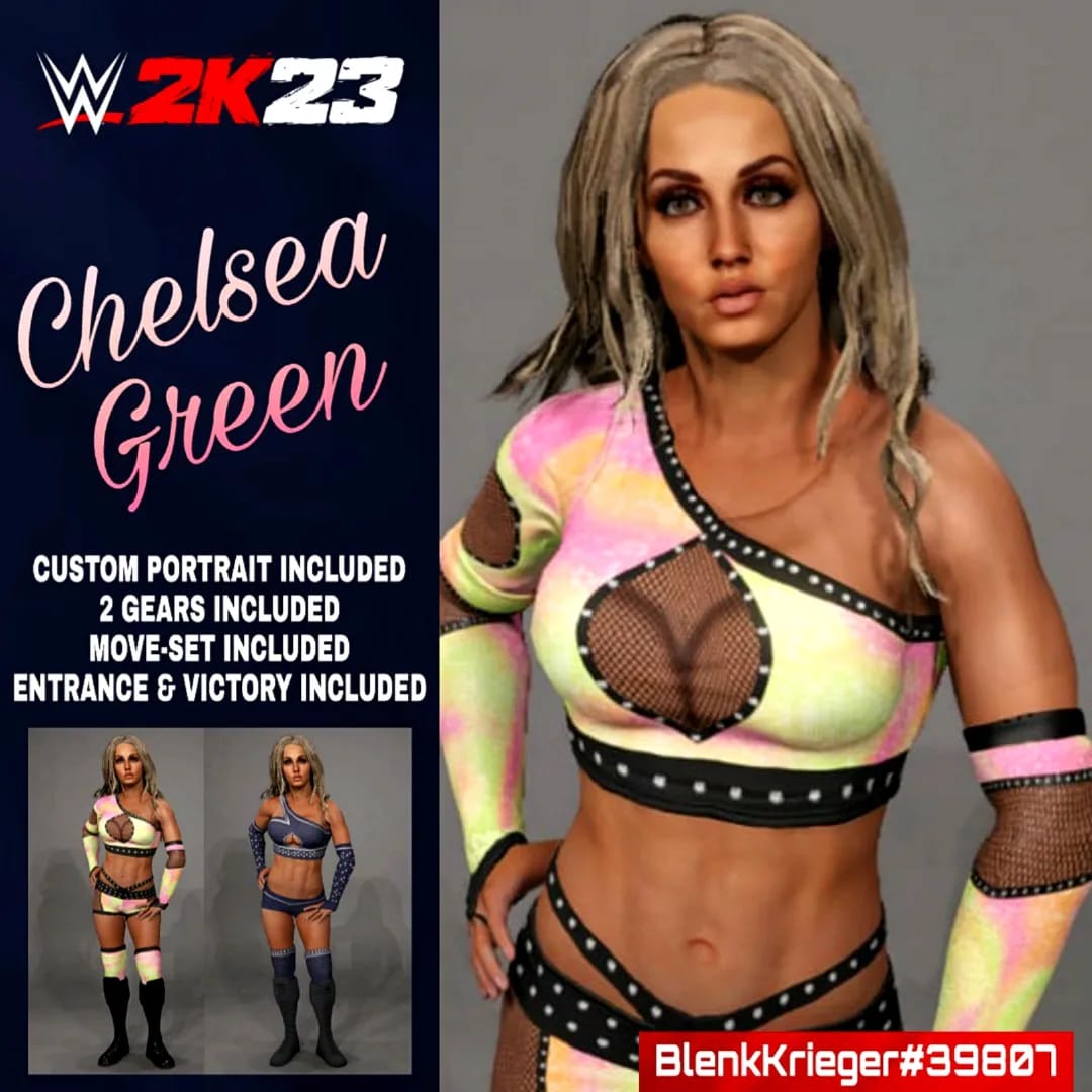 Chelsea Green Uploaded to #WWE2K23 Community Creations 
.
Collab with @ThatBoiBlunty
▪︎ Use the search HashTags
#Carmella
#MattCardona
#RoyalRumble