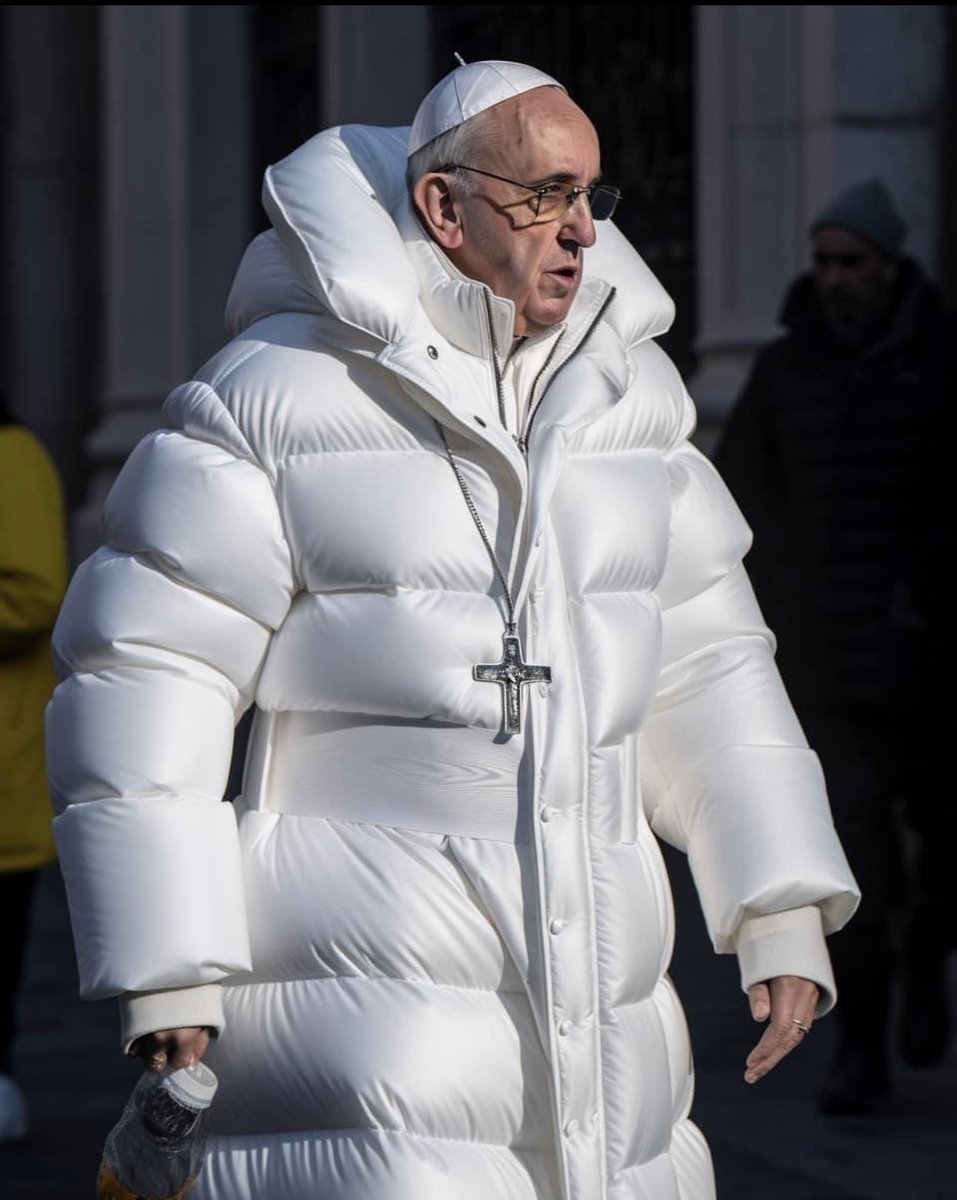 OvOBrezzzy's tweet photo. We gotta be living in a simulation because There should be no reason for the pope to be this drippy😭😭 https://t.co/ogtTXiXLxe