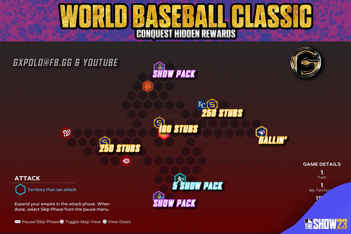 GeovannyPoloG's tweet photo. Conquest Map: Hidden Reward... World Baseball Classic

#MLBTheShow23 https://t.co/q1BZjJLDB2