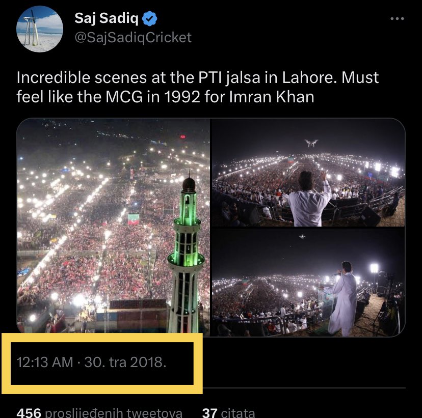 EPropoganda1's tweet photo. صابر شاکر پرانی تصاویر شئیر کررہے ہیں
اے آر وائے کے اینکر @ARYSabirShakir صاحب تحریک انصاف کے 2018 الیکشن سے قبل لاہور انتخابی جلسے کی تصاویر کو رات والے جلسے سے منسوب کر رہے ہیں۔ https://t.co/2oLU3e5Xeo