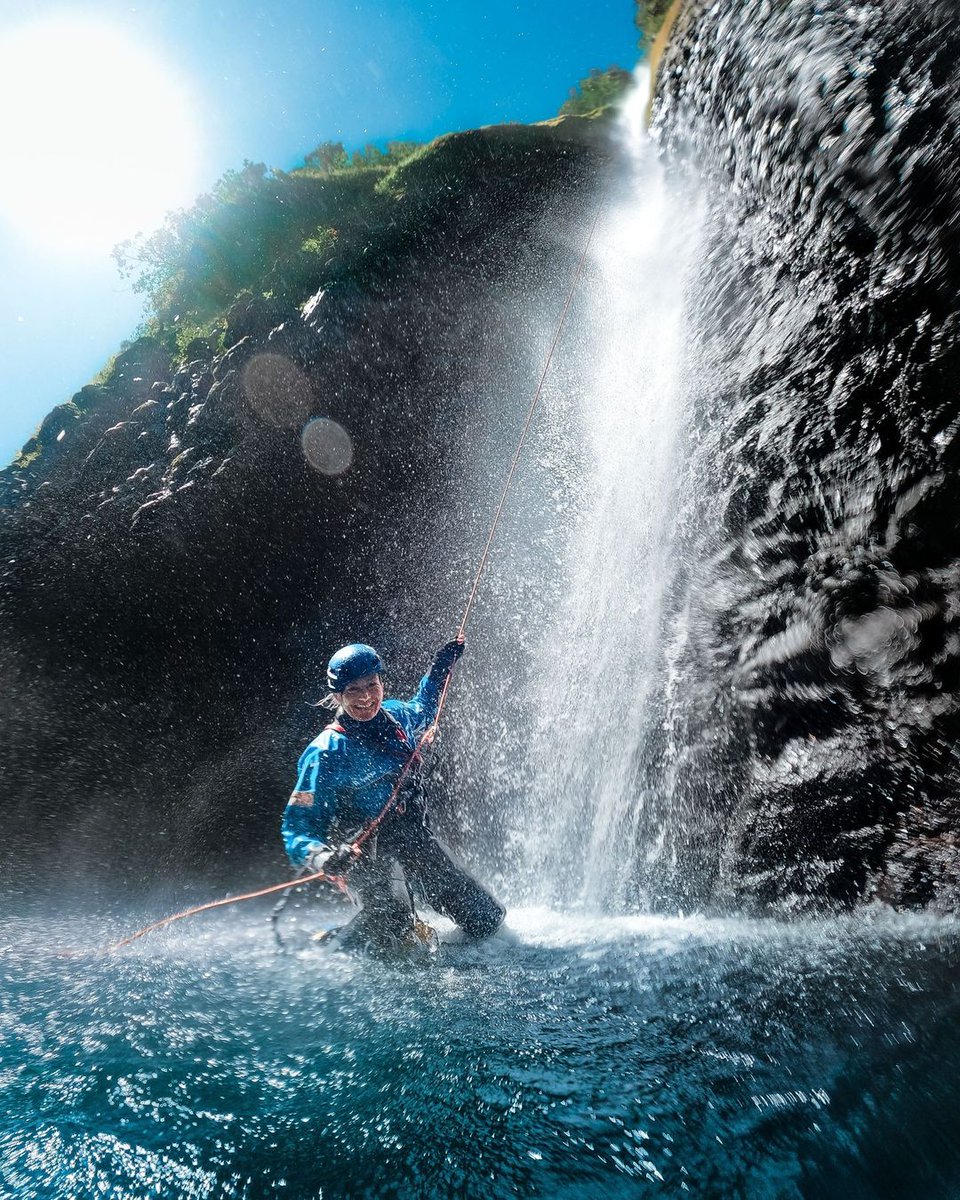 ⚠️ Caution ⚠️ you're entering the splash zone! 🌊 Getting wild in this waterfall with sophiarembold (IG) + recoveryenergy (IG). 🤝 #GoPro #GoProUK #Waterfalls #SplashZone #Canyoneering #Travel #GoProTravel