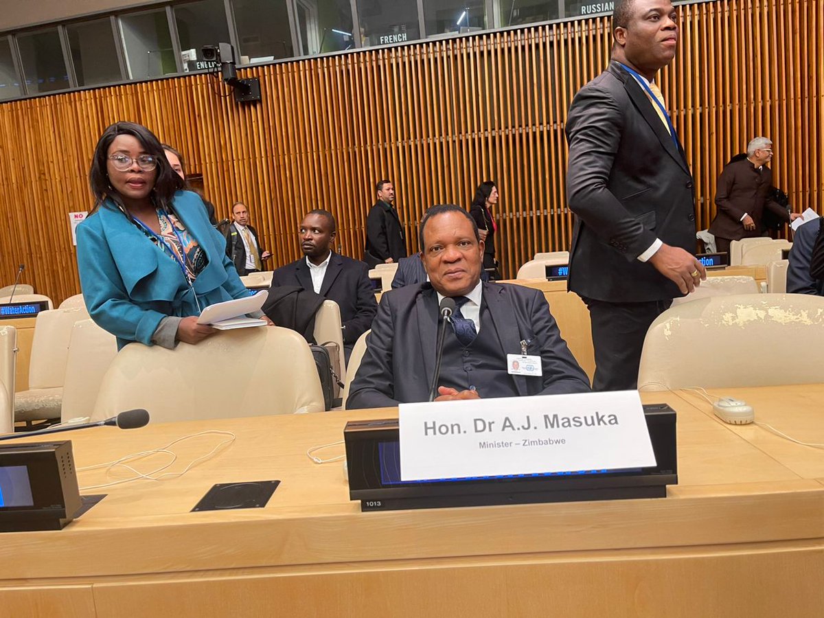 'Water is central to economic development and remains a constitutional right' 
#WaterSanitationHygiene 
Hon Min. Dr Anxious Jongwe Masuka makes his presentation during a side event on Accelerating progress on safe sanitation and hygiene for all.
#Countdown to 2030.<a href="/basera_john/">John Basera</a>