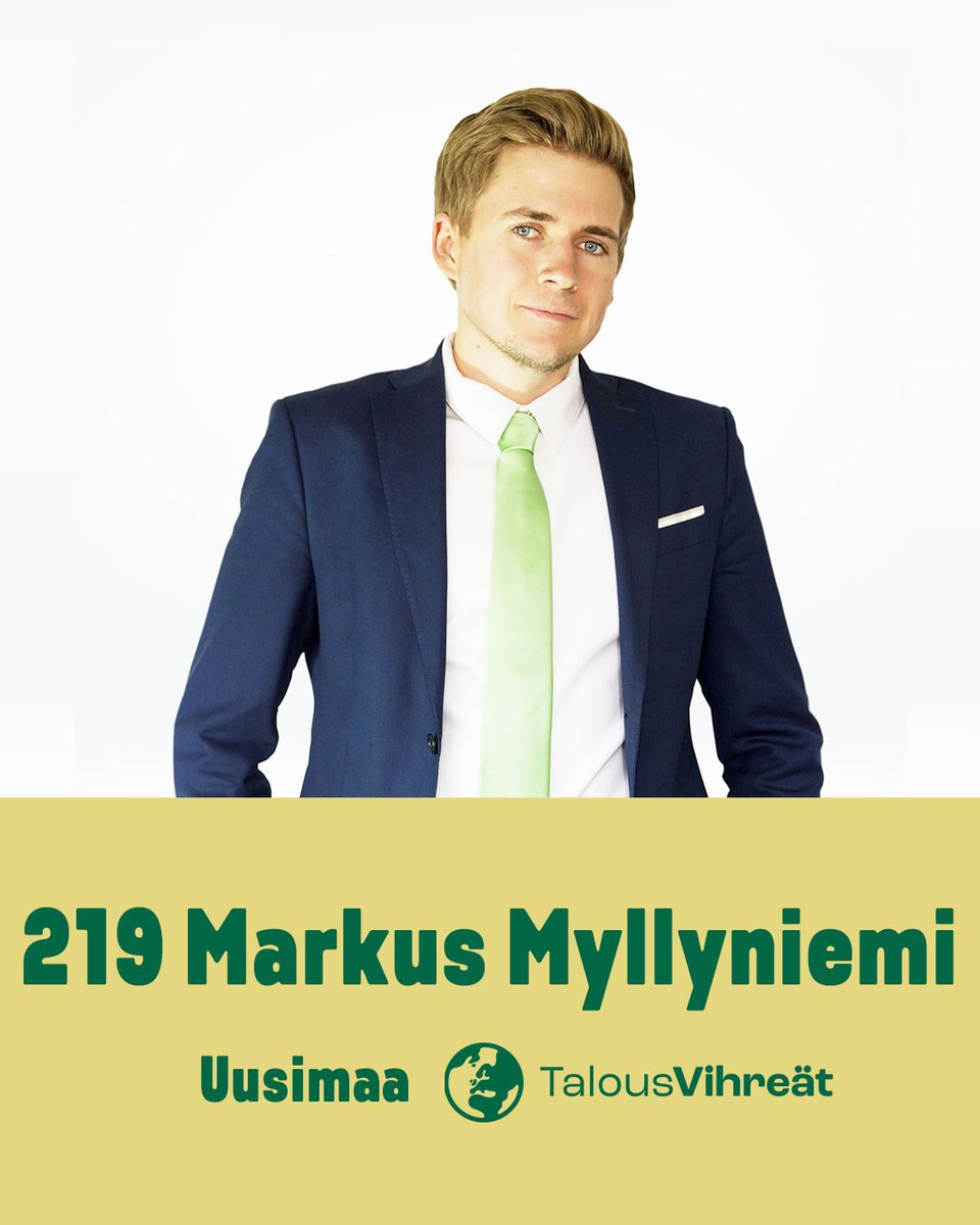 Nykyteknologia tarjoaa vihreään yrittämiseen malleja, jotka eivät  tuhoa elinympäristöämme
#talousvihreät #eduskuntavaalit2023

219 Uudenmaan vaalipiiri
<a href="/MMMyllyniemi/">Markus Myllyniemi 🇺🇦</a>

markusmyllyniemi.fi