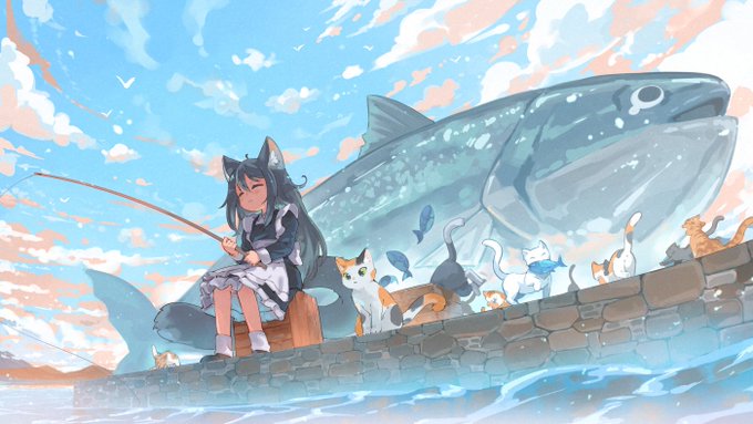 「black hair fishing」 illustration images(Latest)