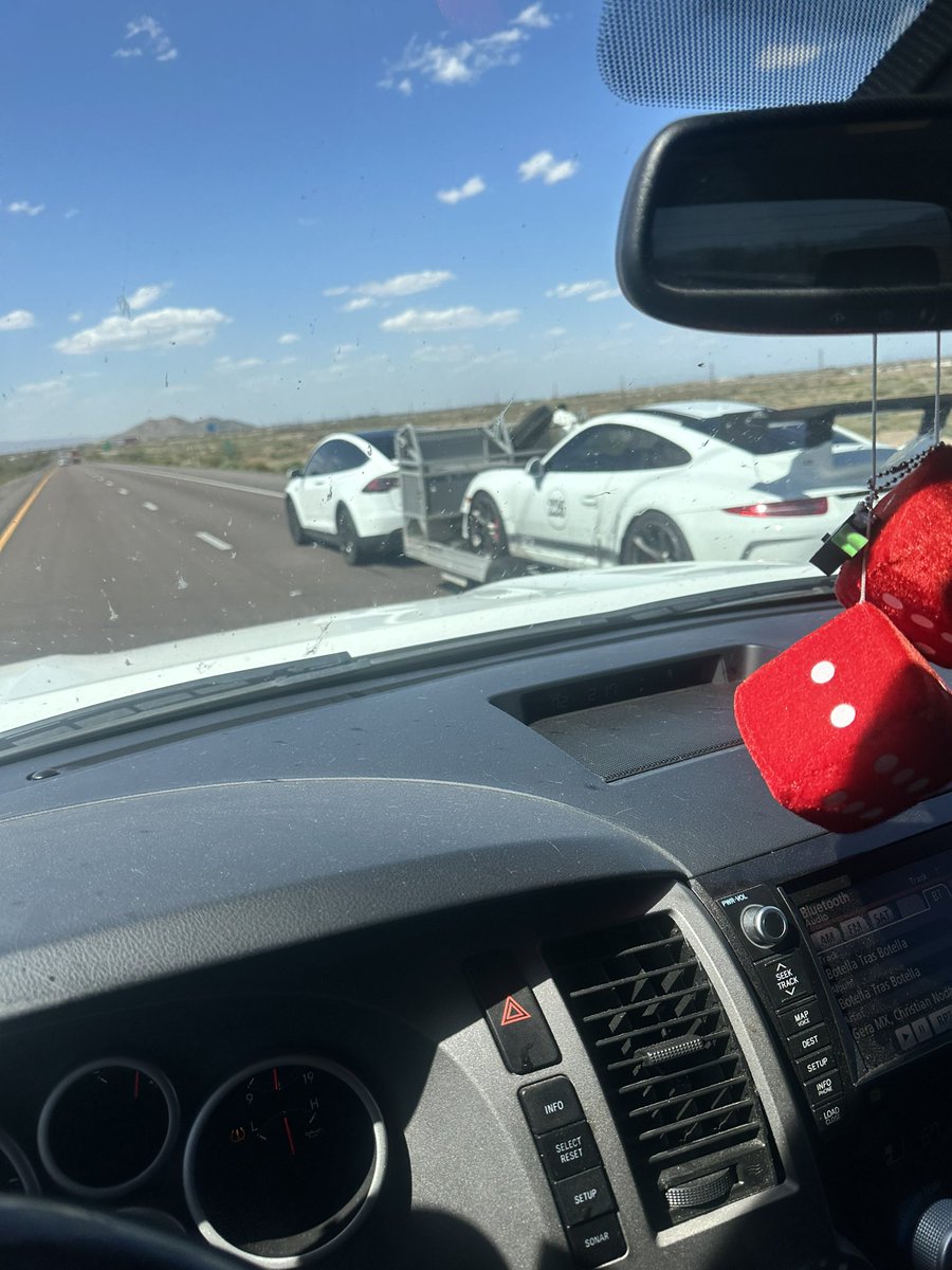 This young guy had a great taste in cars. #modelx hauling a #porschegt3 or gt4.