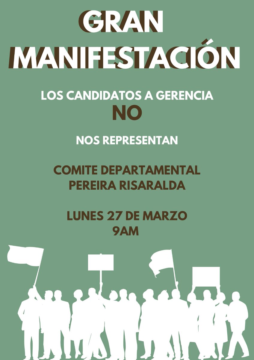 DuberneyGalvis's tweet photo. Inicia el ambiente de protestas cafeteras. Hay unidad en las bases. 

En Pereira recibiremos con un plantón cafetero a la terna impuesta.

Esa terna no representa a los cafeteros. https://t.co/QpgJhyJeW7