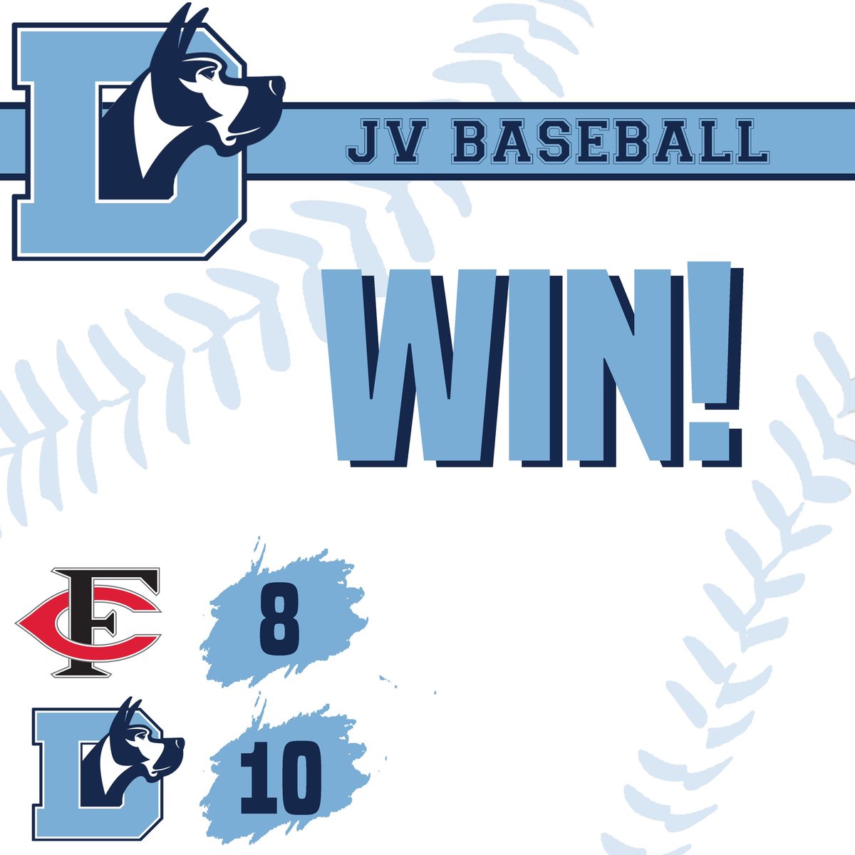 JV Danes score 7 in the 7th to come from behind and beat the JV Central Bulldogs 10-8. 
<a href="/8idanwray/">Aidan wray</a> went 4/4 (2RBI)
<a href="/kingkurtis06/">Kurtis Maher</a> went 1/2(2RBI) Jack Powell 2/3 (2RBI)