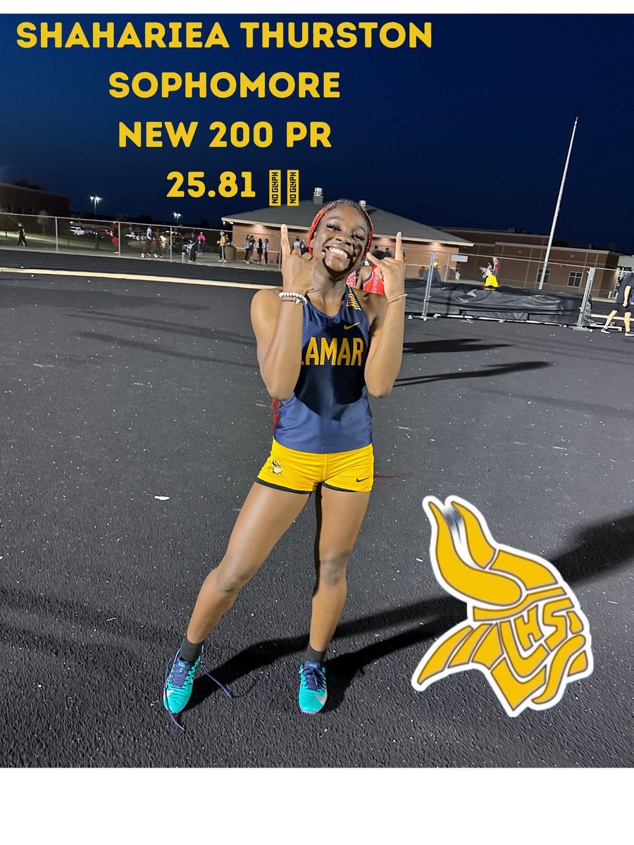 Shahariea Thurston takes the 🥈 in the Varsity 200 meters with a new personal best with a time of 25.81!! <a href="/LamarHigh/">Lamar High</a>