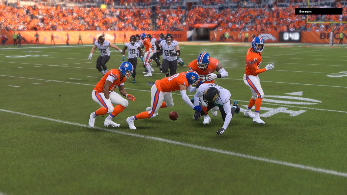 DestinyBroncos's tweet photo. The Broncos edge out the Jaguars 28-20 that's to the defense forcing a total of 3 turnovers. The final a gang strip fumble to seal the win. The Denver offense struggled to put the game away giving the ball away 4 times on the day. 
@DestinyMaddenLG https://t.co/hjP0eT6YUQ