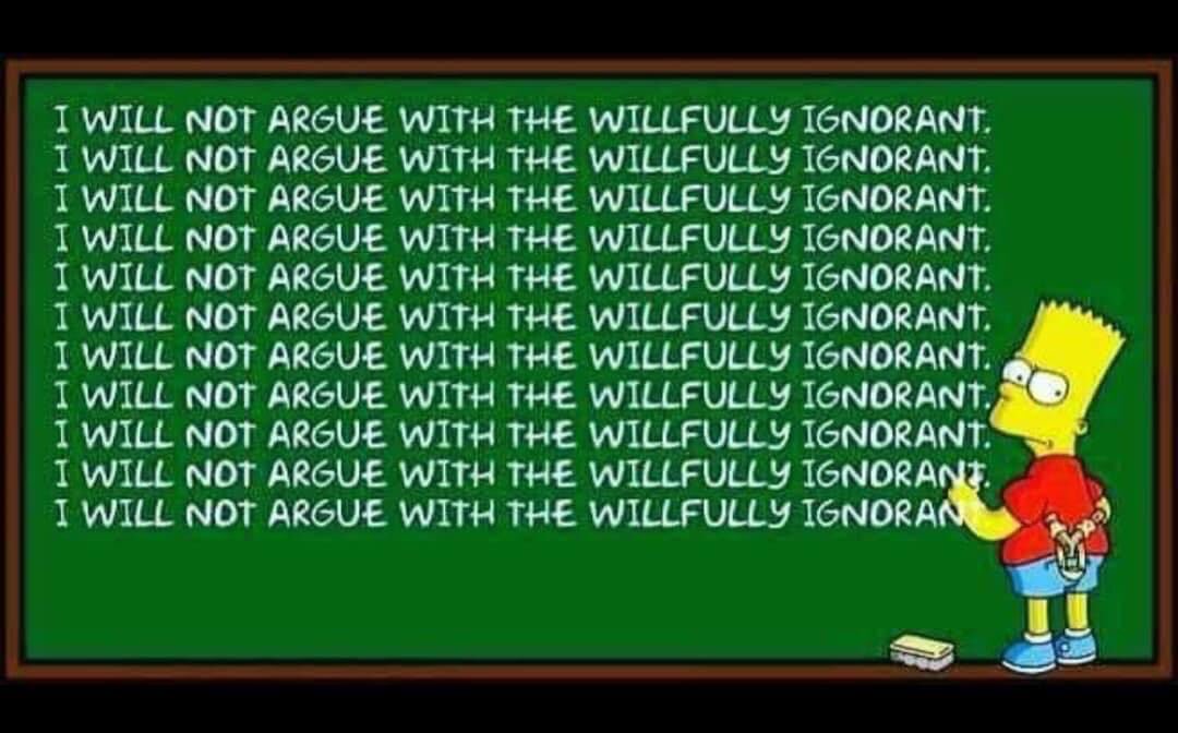 When MAGA trolls come calling &amp; the right wing fascist have got you down, just remember this little mantra I hold dear to my liberal heart… 💙

#IWillNotArgueWithTheWillfullyIgnorant 📚

Anyone still believing that DJT&amp;Co. &amp;  his stolen election BS wallows in willful ignorance🙄