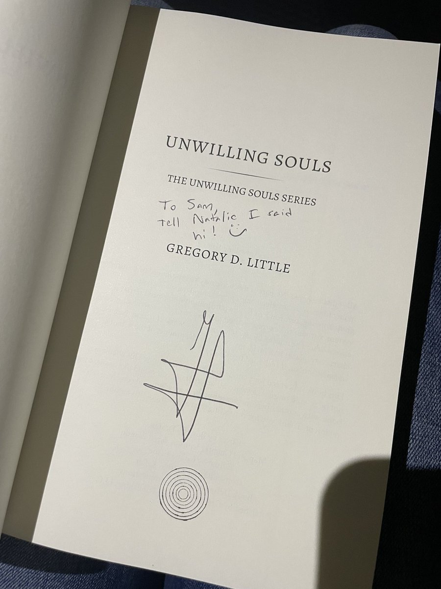 KitKatSamm's tweet photo. Happy to have met you, @litgreg !!! Thanks for signing my book and sharing my excitement for @natalienaudus (aka best narrator ever!!) https://t.co/snWIHuirPt
