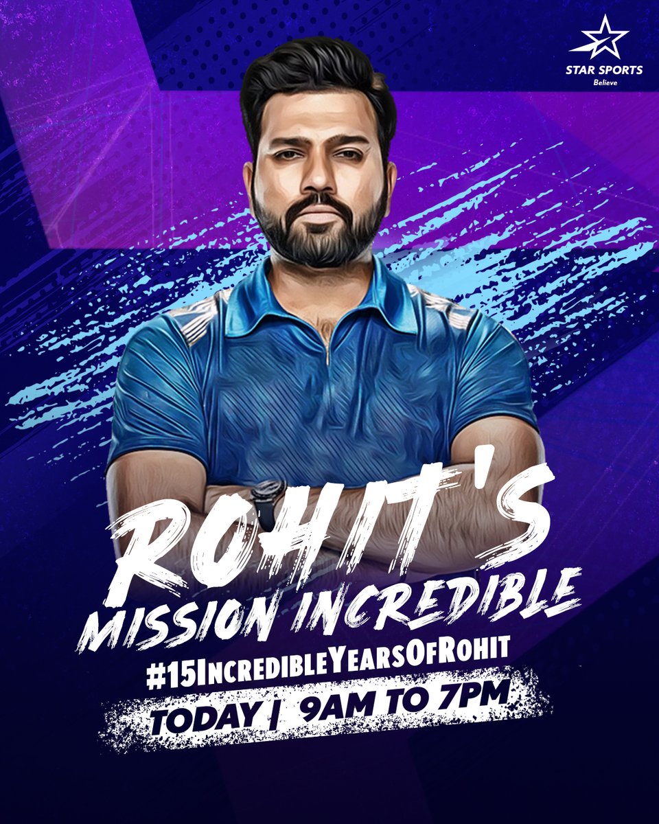 StarSportsIndia's tweet photo. From a 🌟 youngster to one of history's most successful captains, @ImRo45's journey has been incredible! Will he conquer title #6?

Tune-in to Rohit’s Mission Incredible today, from 9 AM to 7 PM, only on Star Sports Network!

#IPLonStar #StarsOnStar #ShorOn #GameOn https://t.co/rbcAQz8zzy
