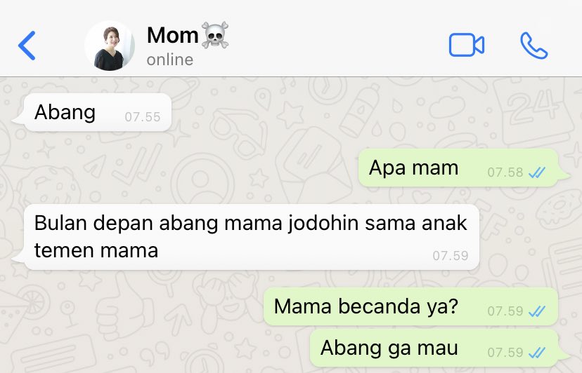 mogilogy's tweet photo. “” Jodoh di tangan Bunda dan Mama “”

— Johnny AU

©mogilogy

#perjodohan #MarriedLife #romance #komedi https://t.co/aoKTCu3ewp