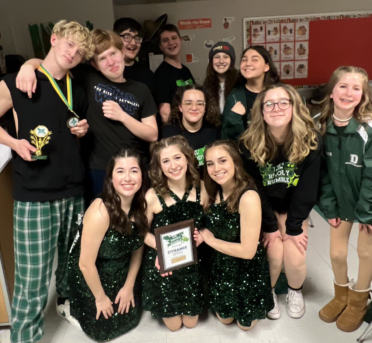 DHSDynamix's tweet image. Today Dynamix competed at the Lil’ Rhody Rumble at Bishop Hendricken and earned A SILVER MEDAL!!! Robbie Sioch was also named “Best Performer” and won the “Centerstage Award” for his dance solo!