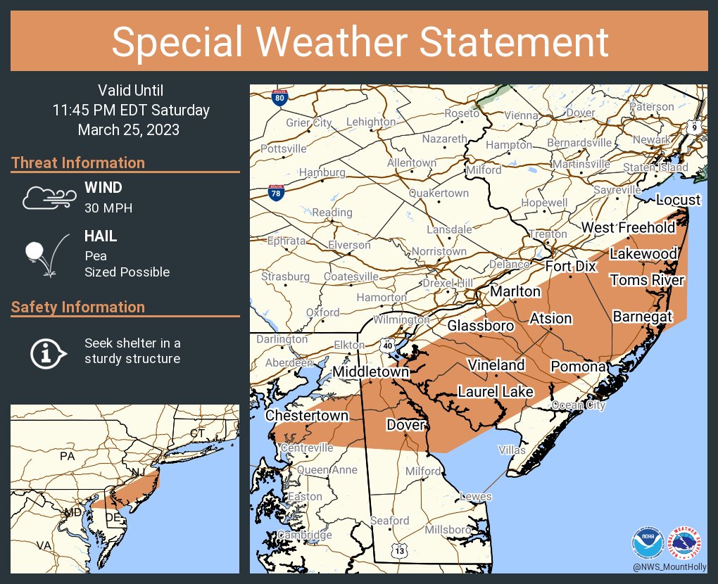 NWS Mount Holly on Twitter "A special weather statement has been issued for Toms River NJ