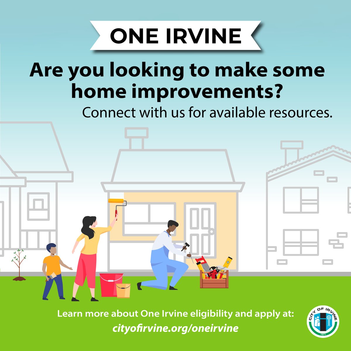 City_of_Irvine's tweet photo. Could your house use some sprucing up?๐ฒThe #OneIrvine Home Improvement Loan Program is providing no-interest loans of up to $25,000 to owners of qualifying single-family homes or condominiums built in or before 1975. Learn more at https://t.co/SxcBzRSjdE.
#WeAreIrvine https://t.co/P7DGTXvRQq