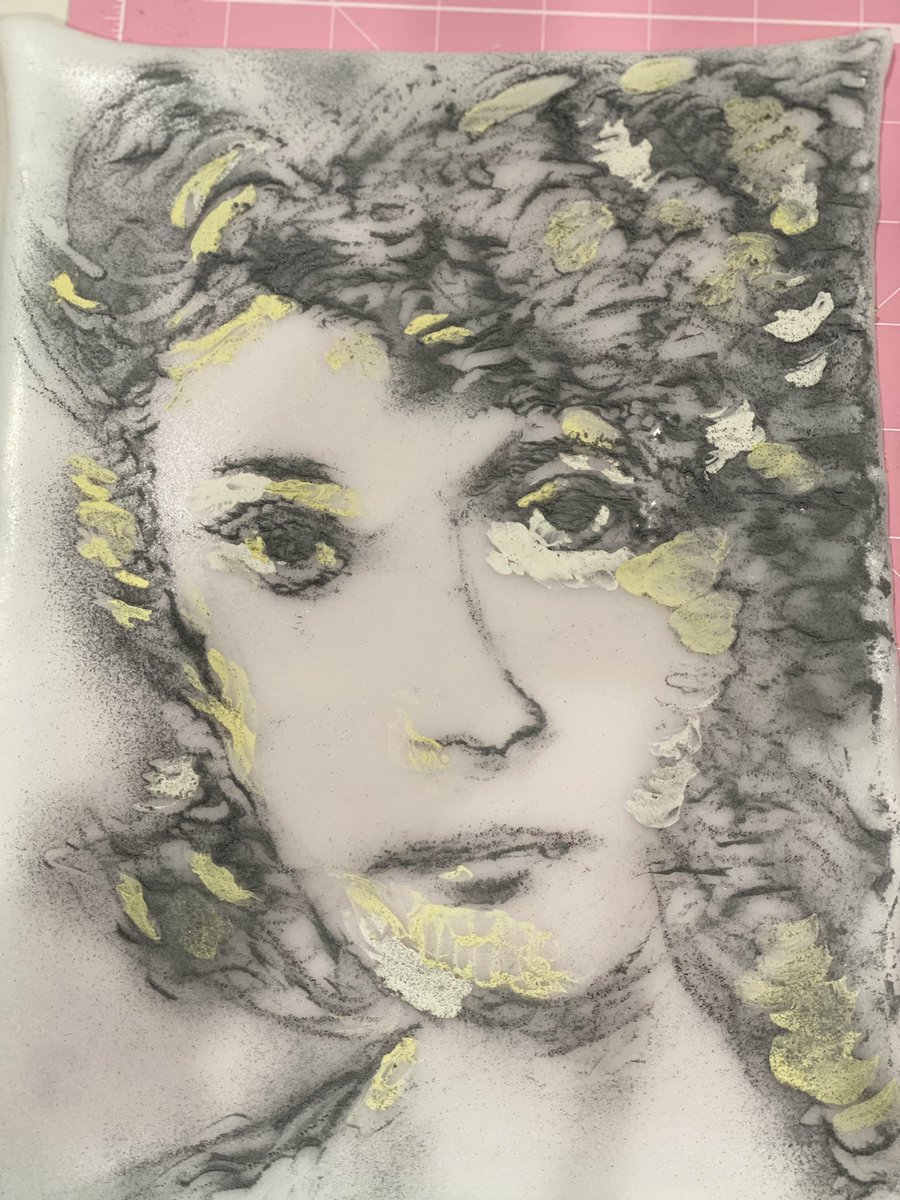 Work In Progress… Ready for kiln.
This is the final piece of a series for a Commission on Malka Lee female Holocaust poet.  

#glassartist #glassart #fusedglass #portraitartist #femaleartist #femaleglassart #holocaustart #commissionart