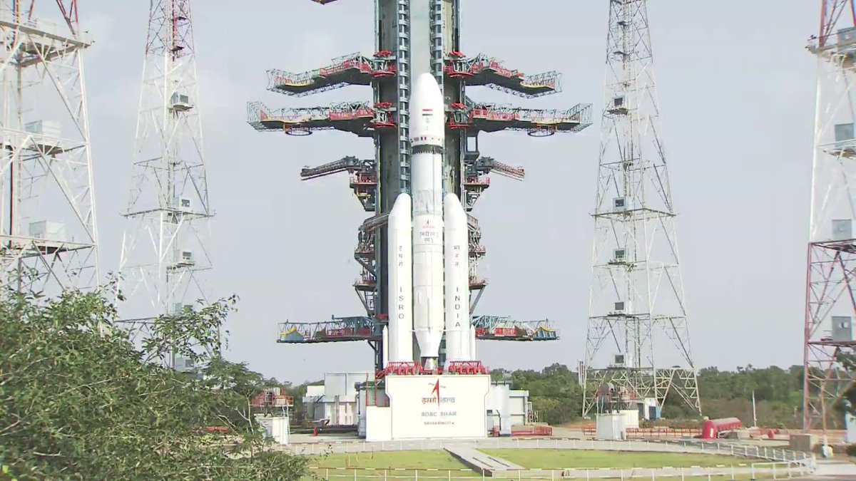 #LVM3 is standing majestically on the second launch pad ahead of Today's launch
