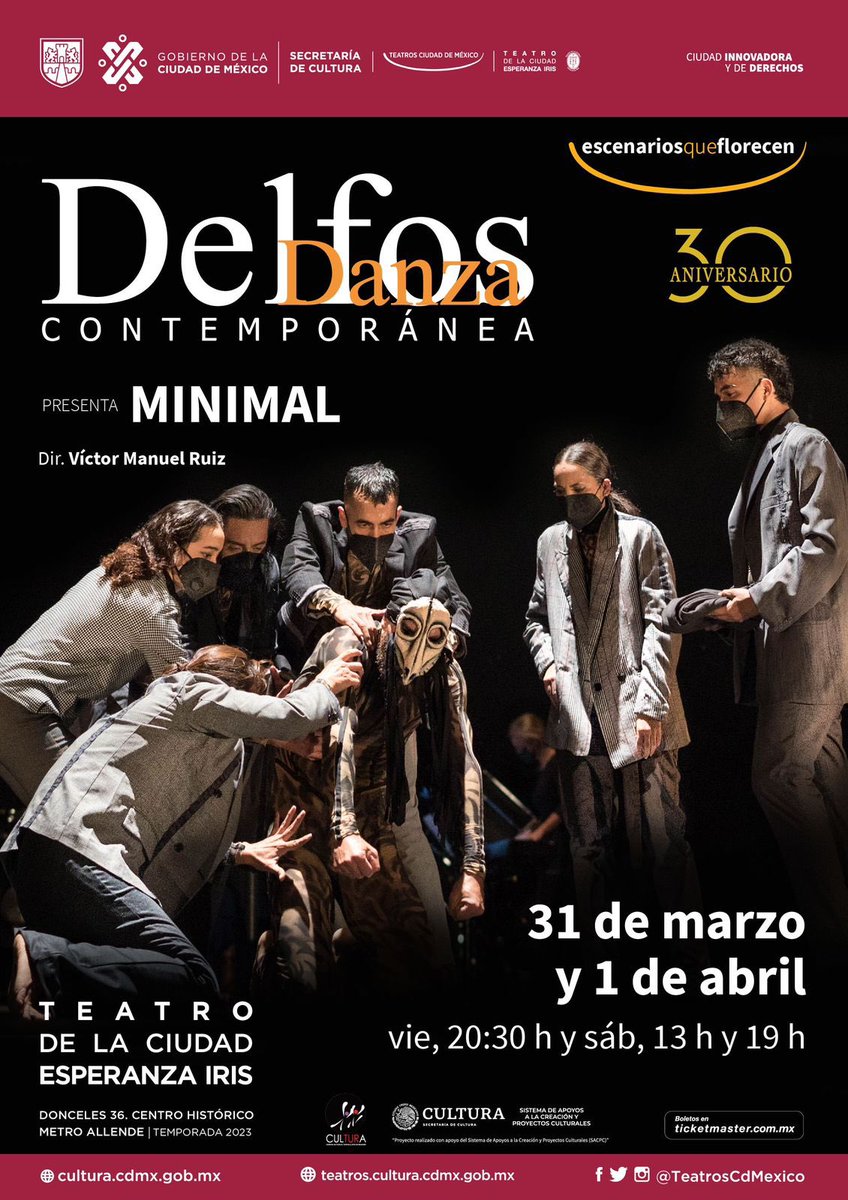 delfosdanza's tweet photo. ¡Obtén un 50% de descuento para ver "Minimal" de #DelfosDanza Contemporánea! 🤩 Sólo debes utilizar la palabra DelfosMinimal en línea y en taquillas del Teatro de la Ciudad Esperanza Iris. @TeatrosCdMexico 

🎟️ Promoción valida únicamente el domingo 26 de marzo. https://t.co/5ZaPAbMaLd