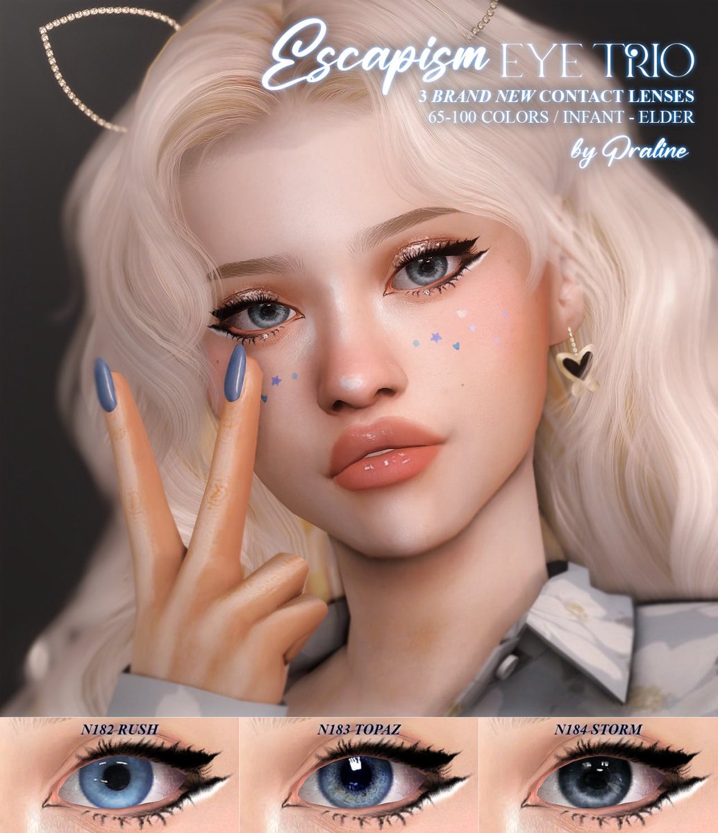 Pralinesims's tweet photo. Escapism Eye Trio // 3 brand new contact lenses, available in 65-100 colors, depending on the eye set. https://t.co/xusIv7jwHi