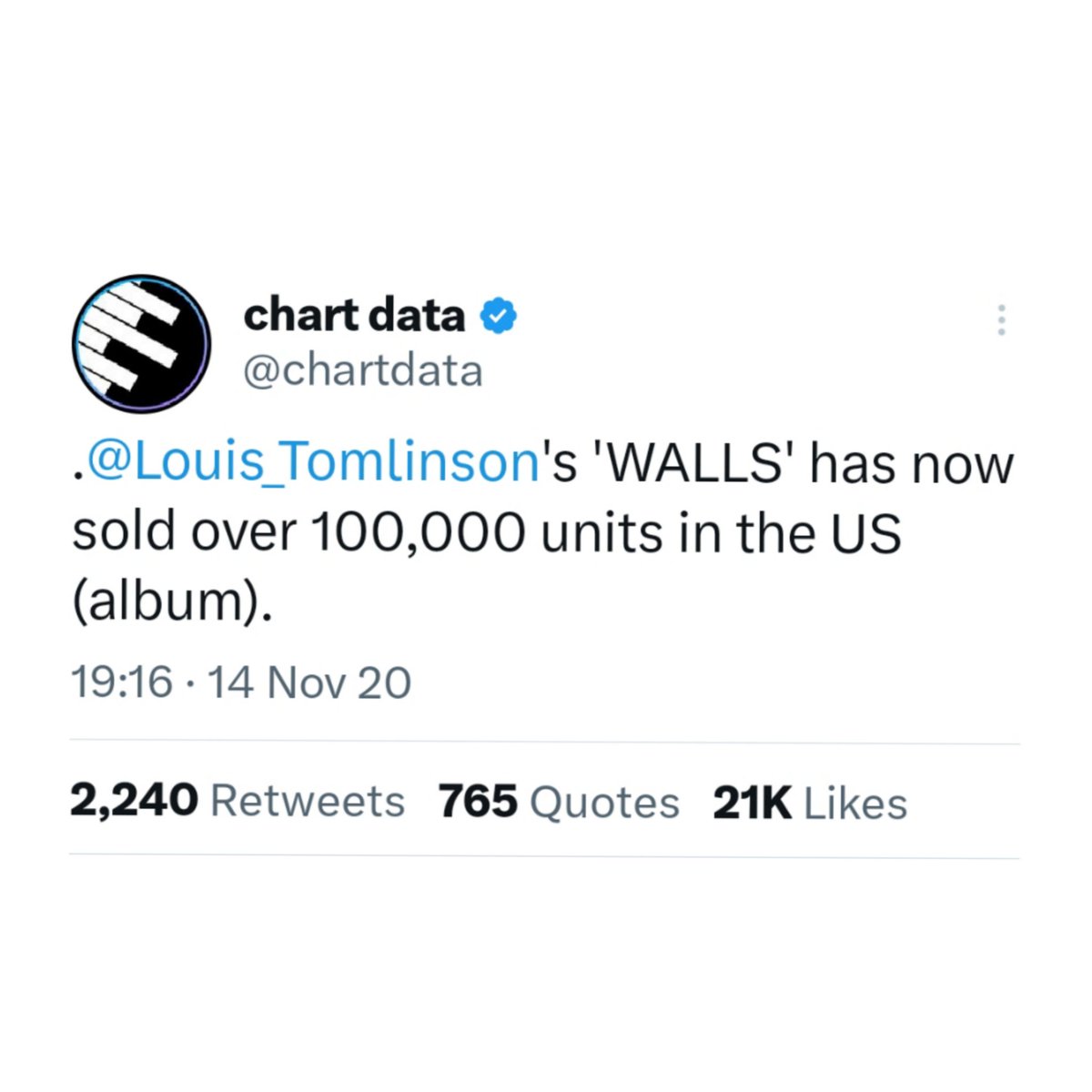 LTSTREAM91 on Twitter "Walls (Album) took 11 months to reach 100,000 sales in the US, Faith In