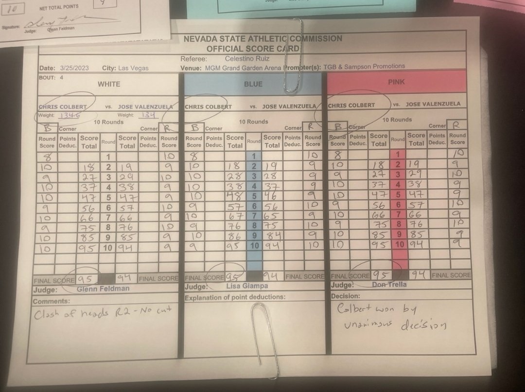 #ColbertValenzuela scorecard. #BenavidezPlant