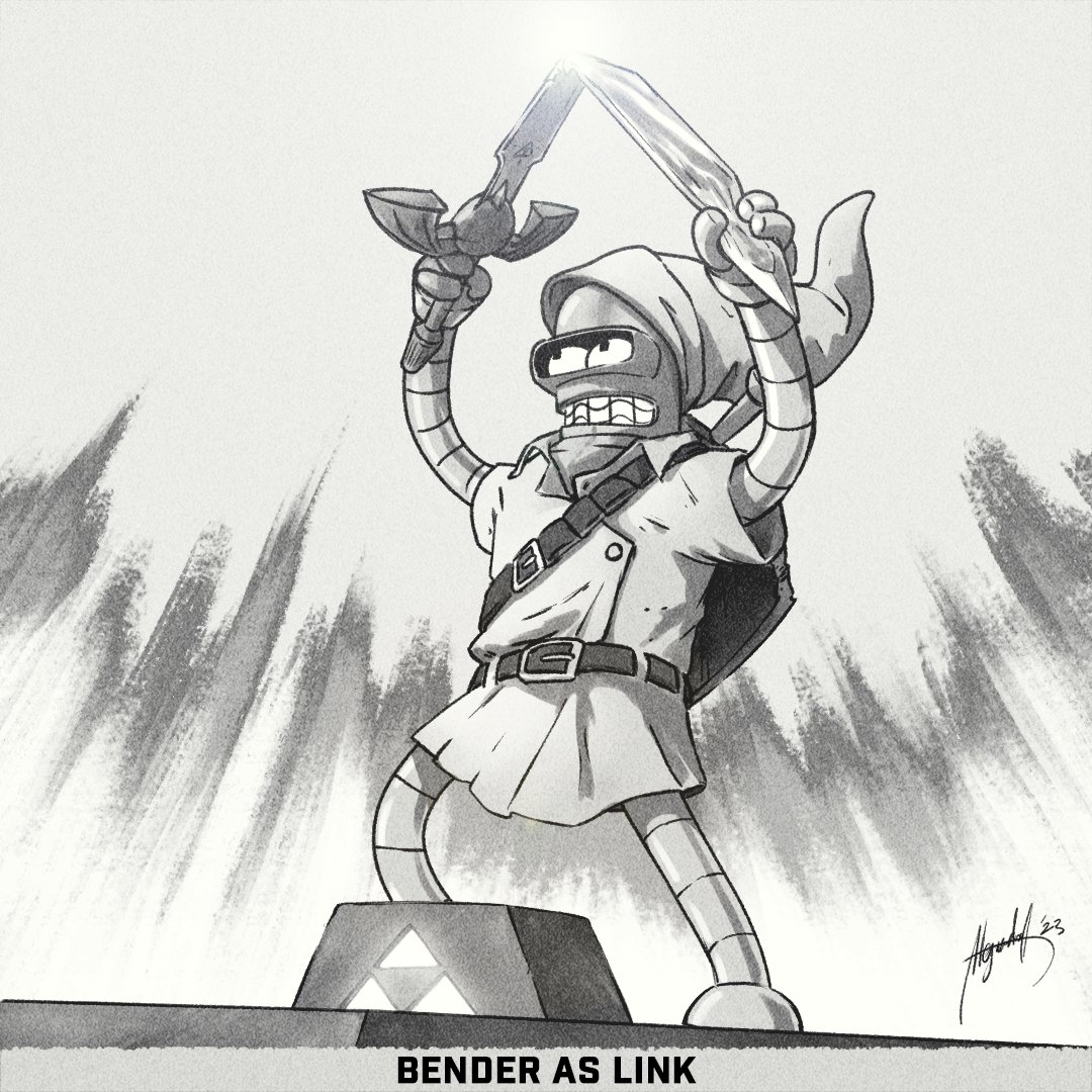 Schmecklez's tweet photo. Bender as Link
requested by @perfectspade 
#digitalart #fanart #Bender #futurama #TheLegendOfZelda #Triforce #Navi https://t.co/JCKeYmIUlt