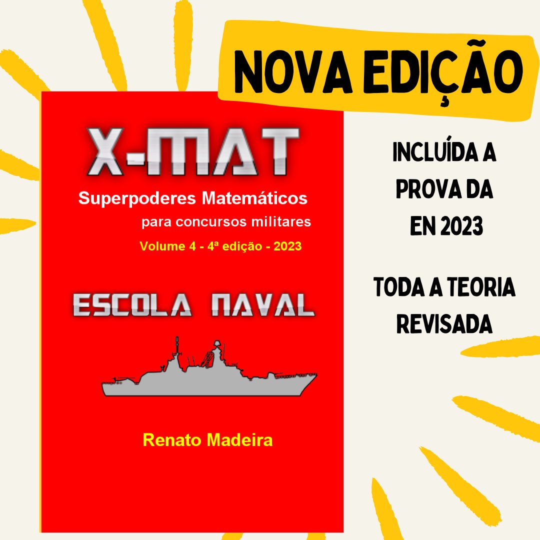 rocmadeira's tweet photo. Finalmente a edição atualizada do X-MAT 4 Escola Naval. A teoria foi toda revisada e a última prova foi incluída. São mais de 800 exercícios, sem contar os resolvidos na parte teórica. Não deixe de adquirir o seu em https://t.co/HvksYoREDz.
#xmat #madematica #escolanaval https://t.co/fc1I31bCvJ