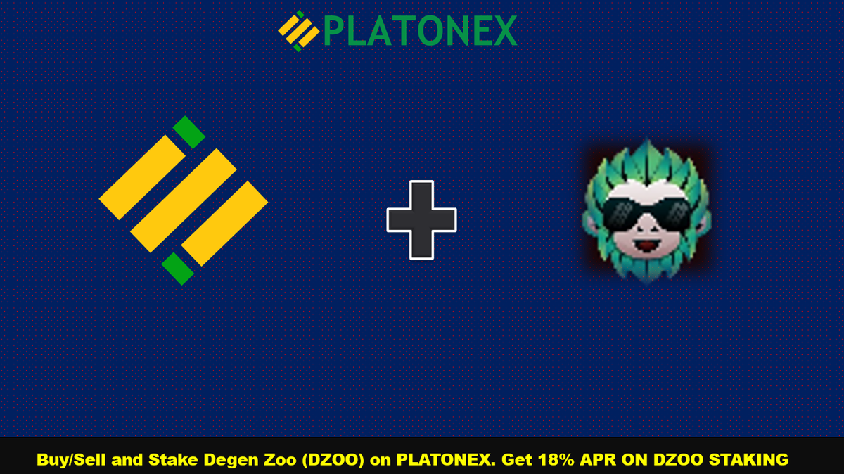 #DegenZoo (DZOO) token is Listed on #Platonex
#Stake #DZOO token on #Platonex and get 18% APR
<a href="/Degen_Zoo/">AI Zoo - AI generated NFT games on Solana & BSC</a>
platonex.io/news.php?id=28