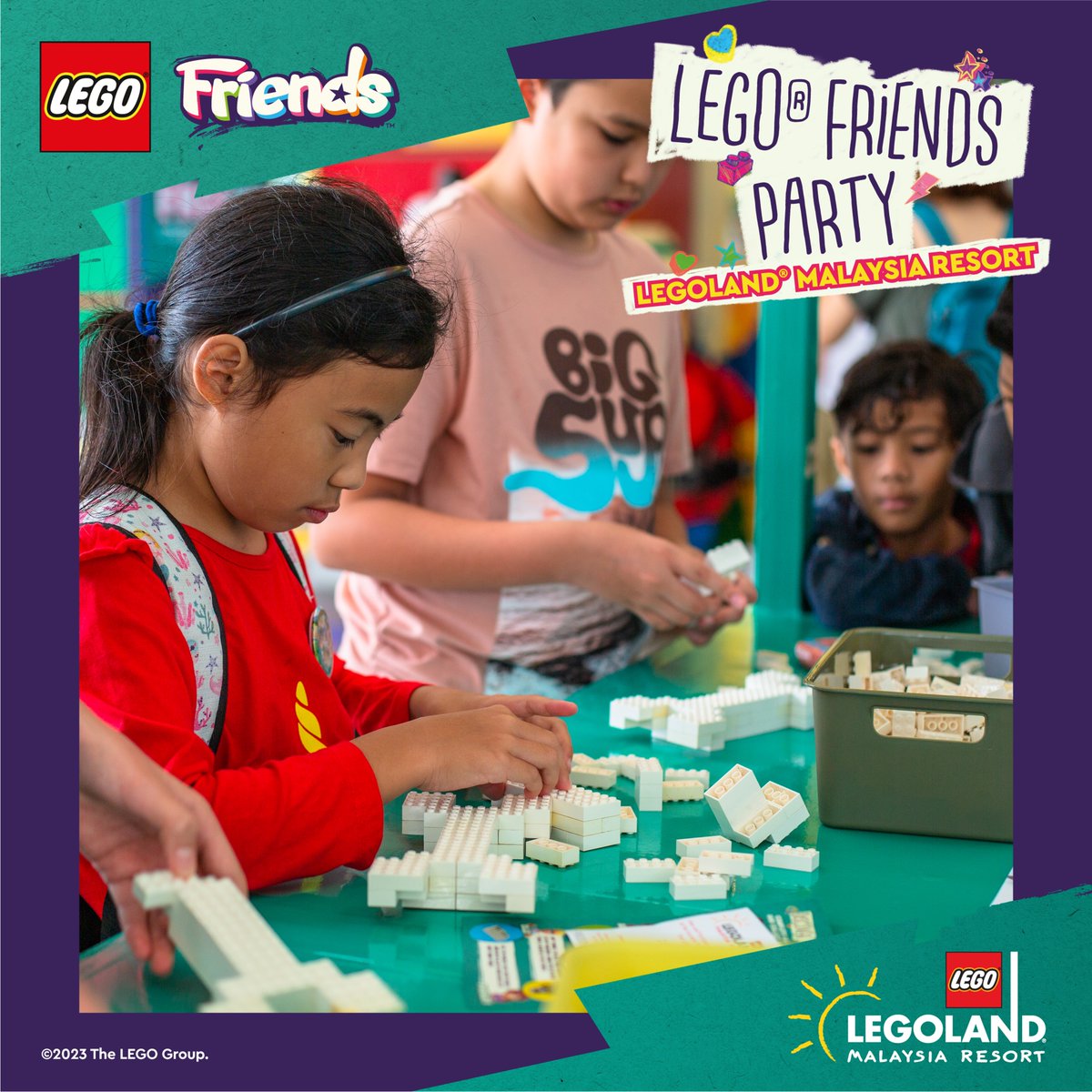 LEGOLAND_MY's tweet photo. Let’s discover a New World of Friend! Join all the fun and awesomeness from now till 9 Apr 2023 only at LEGOLAND Malaysia Resort. 

Tickets &amp; Passes: https://t.co/dUGj48Zssp
#FriendsParty #LEGOFriends #LEGOLANDMalaysiaResort #NewLEGOFRIENDS #LEGOFriendsParty https://t.co/8ZkIT7Xcoq