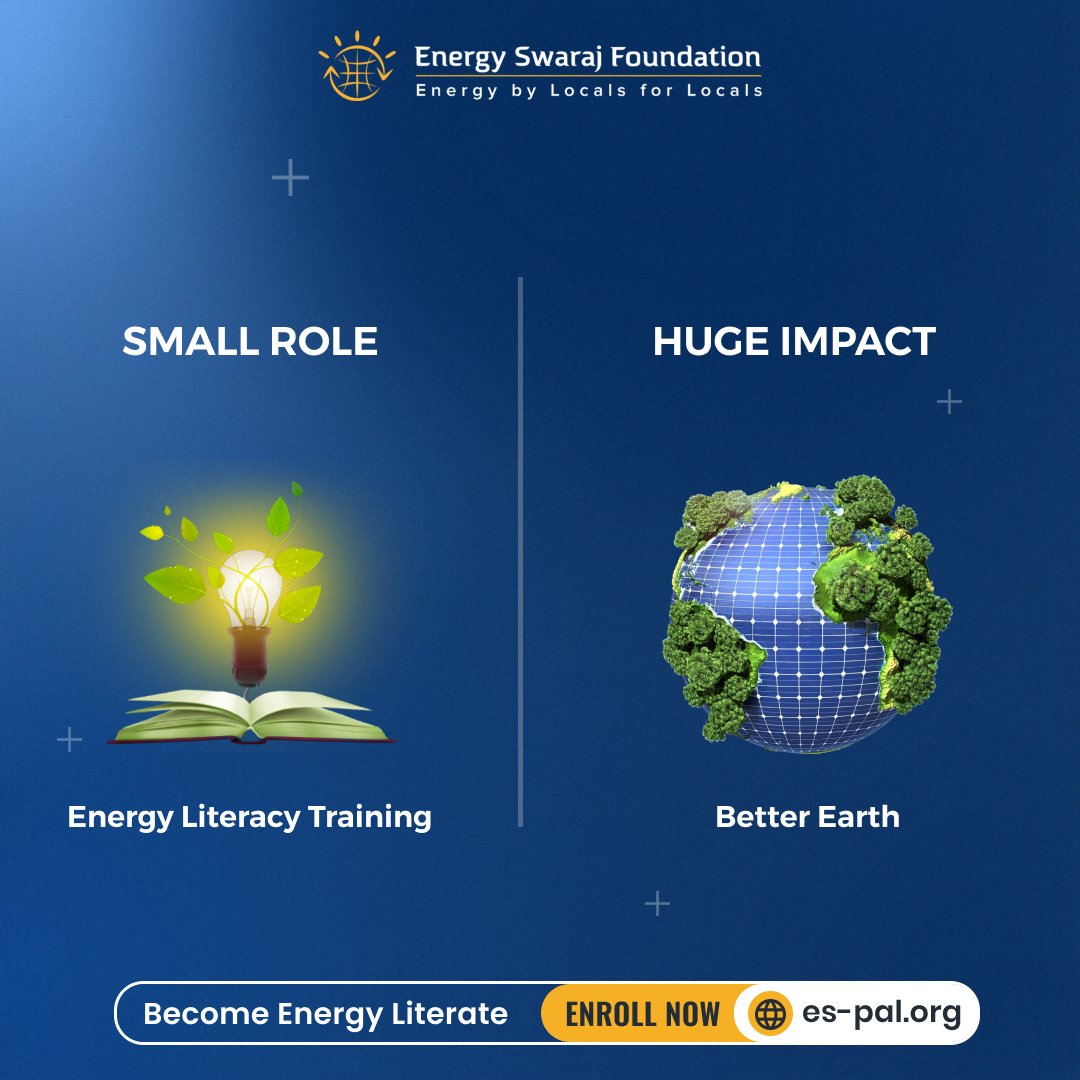 Energy_Swaraj's tweet image. It's time to realize the power of small steps toward energy literacy and their immense impact on the future of our planet. Compounding on these small steps we can bring a huge change, join us at
es-pal.org 

#EnergySwaraj #SmallRoleHugeImpact #SmallRole #HugeImpact