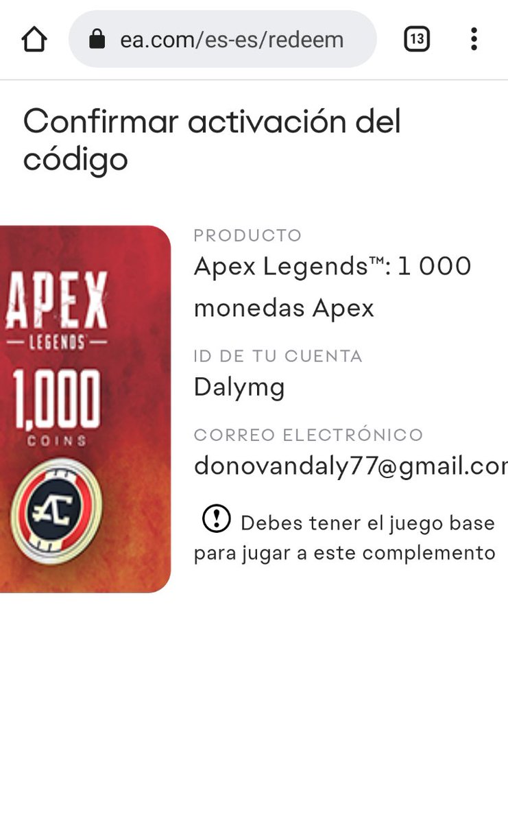 Hello <a href="/EAHelp/">EA Help</a> I have a problem I bought 1000 apex coins per code and I redeemed it but the coins are not reflected in my account
